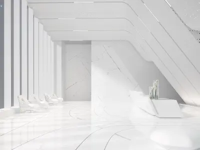 Sci-fi white interior 03 3D model