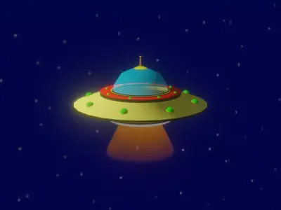 LOW POLY UFO GAME READY spaceship flying in sky 3D model