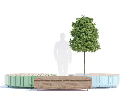 Stripes bench round 3D model