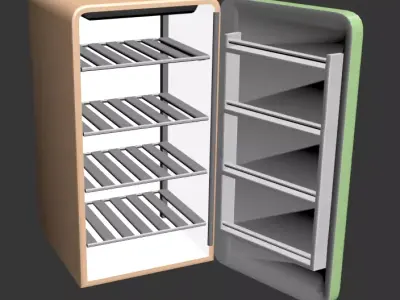 retro fridge Low-poly 3D model