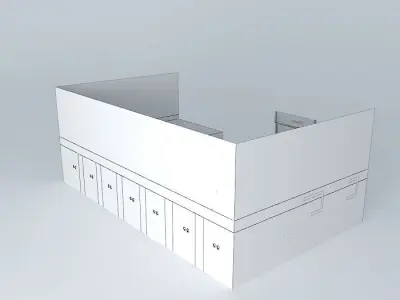 Shower bathroom with walls and orange door Free 3D model