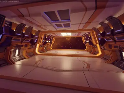 Modern Scifi Hangar Corridor 3d Modules Low-poly 3D model