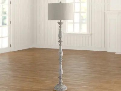 Ogden White Wash Traditional Floor Lamp 3D model
