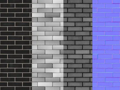 Black Brick Tiles Material PBR 200 x 200 cm Texture