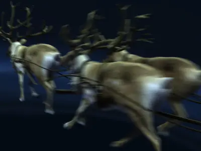  Santa Sleigh Santa Deers Cristmas RIGGED Reindeers Animated 