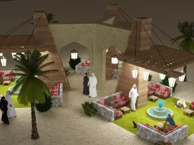 Arabic Pergola Island Design 3D model