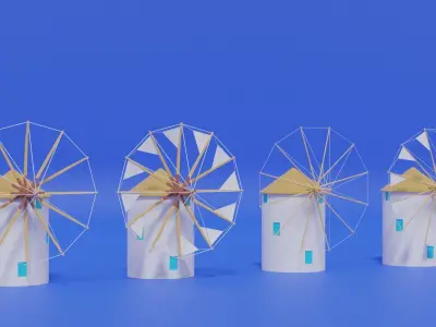 Cartoon Greek Windmill Collection 3D model