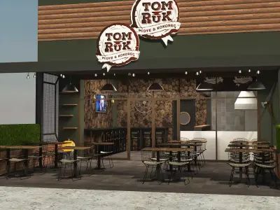 Restaurant interior Low-poly 3D model