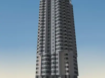 Building Lowpoly high rise apartment Low-poly 3D model
