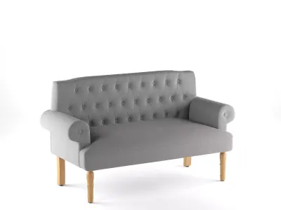 Bjorn5922RolledArmSettee upholstered loveseat with wooden legs Low-poly 3D model