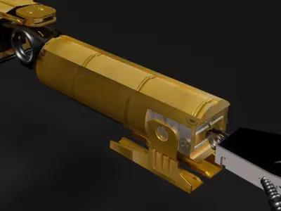 SCIFI Mecha Golden Robot Low-poly 3D model