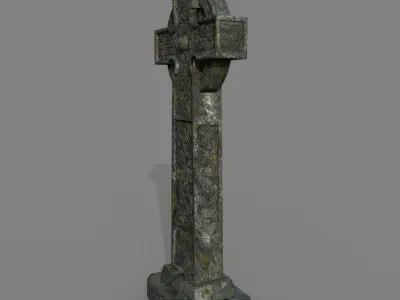 Celtic cross grave stone Low-poly 3D model