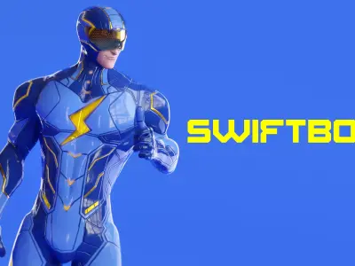 Male Superhero Game Character - Swiftbolt Low-poly 3D model