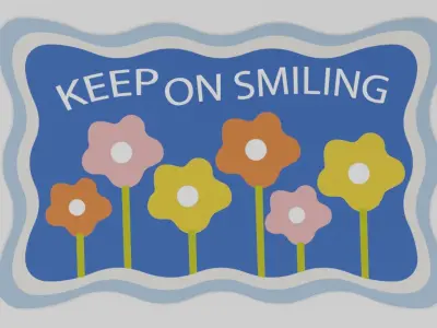 Keep On Smiling Floral Door Mat 3D model