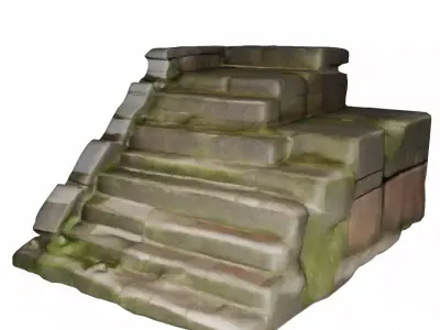 Ancient Incan Stone Staircase 3D Model FBX OBJ Low-poly 3D model