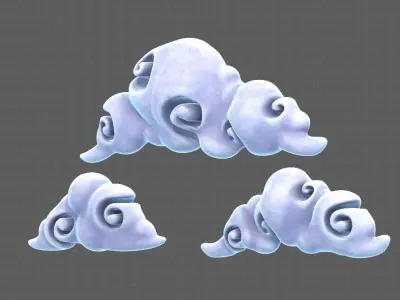 Clouds cartoon V05 Low-poly 3D model