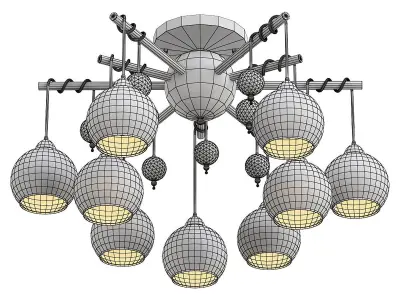 lussole-loft-astoria-grlsp-8308 ceiling light with nine glass... 3D model