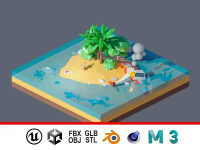 land 15A Low-poly 3D model