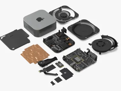  Mac Mini M4 Exploded Computer Hardware Silver 