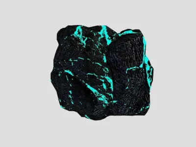 Space Rock Asteroid Glowing Blue Core for Game PBR Free low-poly 3D model