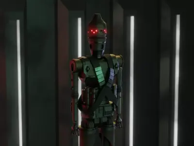 IG-11 bounty hunter droid Low-poly 3D model