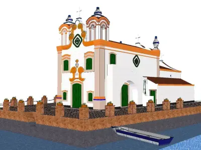 Architecture-Religion-God-Culture-Temple-0295 church near water 3D model