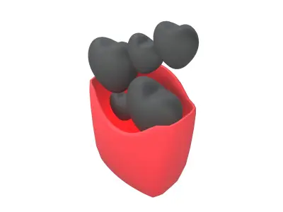Heart French Fries Packaging Icon v1 002 Low-poly 3D model