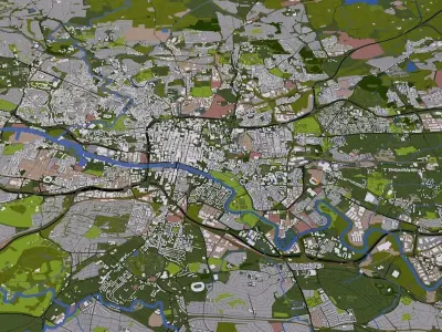 Glasgow City UK Low-poly 3D model