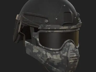 Helmet mask millitary combat soldier armor scifi fantasy  Low-poly 3D model