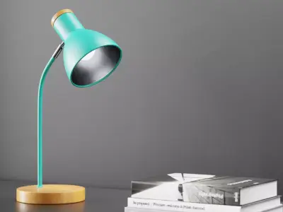 Adjustable Table Lamp Cyan - PBR metal lamp Low-poly 3D model