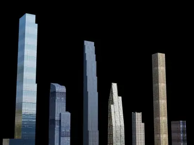 Billionaires Row Pack - All Billionaires Row Skyscrapers Low-poly 3D model