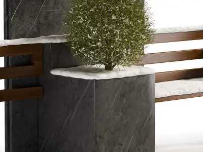 Snowy Dual Access Bench 3D model