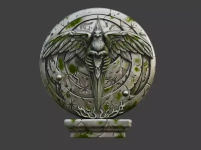 Eagle Stone Emblem Low-poly 3D model
