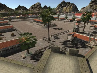 Medieval Castle Town Low-poly 3D model