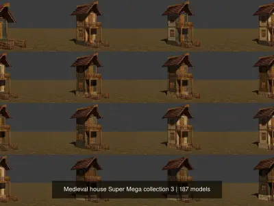 Medieval house Super Mega collection 3 3D Model Pack
