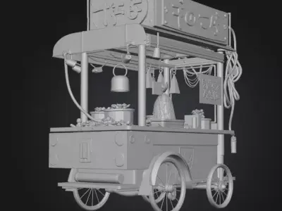 Cyberpunk Street Food Cart 3D print model