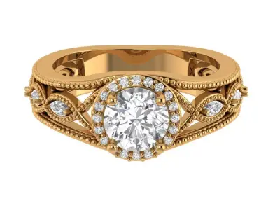 Round Engagement Ring 3D print model purchase