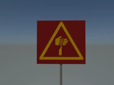 Sign cut hazard Low-poly 3D model