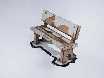 Low Poly Park Bench - Stylized Outdoor 3D Model 3D model