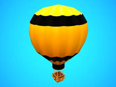 HOT AIR BALLOON CARTOON STYLIZED 12 Low-poly 3D model
