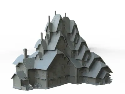 Tudor house different mansion 3D model