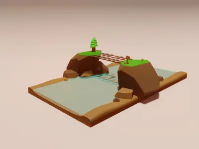 Cartoon Game Platform Low-poly 3D model