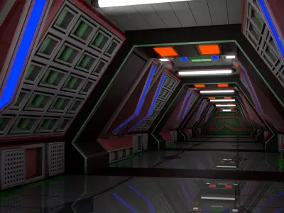 Sci Fi Corridor  3D model 19