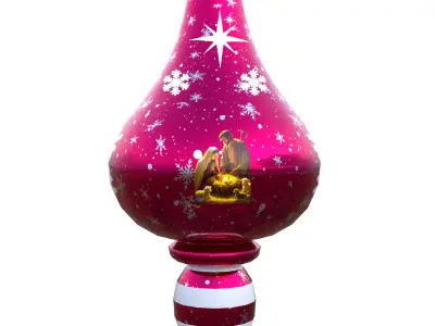 Festive Red Bauble with Nativity Scene 3D  PBR Low Poly Low-poly 3D model