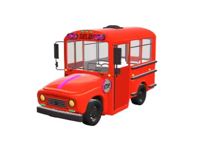 School Bus 3D Cartoonish Model Low-poly 3D model