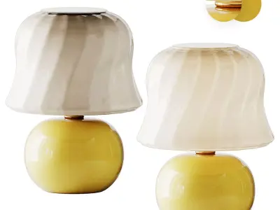 Cream Mushroom Vintage Style Murano Table lamp 3D model