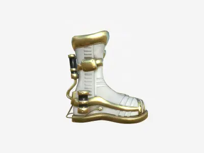 SciFi Boots A03 White Gold - Character Design Fashion Low-poly 3D model