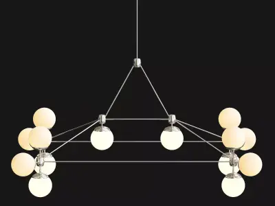 Modo chandelier rectangle 14 globes von Roll Hill 3D model