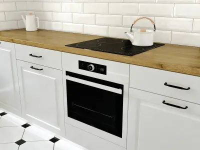 Kitchen white wood modern 3D model