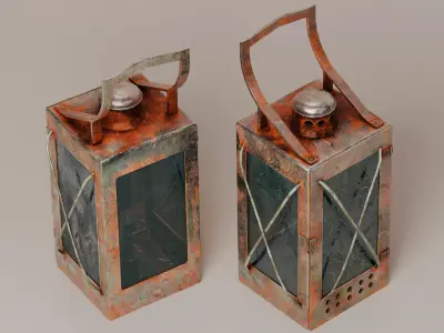 Soviet Railway Candle Lantern PBR Low-poly 3D model